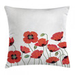 Natural Poppy Garden Art Printed Cushion Cover