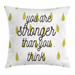 Doodle Raindrops Motivation Stronger Pattern Printed Cushion Cover
