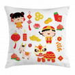 Joyful Holiday Lantern Chidren Pattern Cushion Cover