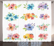 Watercolor Bouquets Colorful Flower Pattern Window Curtain Home Decor