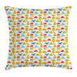 Clouds Balloons Airplanes Background Colorful Pattern Cushion Cover