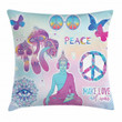 Psychedelic Eye Mandala Art Pattern Printed Cushion Cover