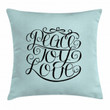 Peace Love Joy Lettering Pastel Blue Pattern Printed Cushion Cover