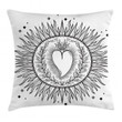Sun With Heart Art Printed Cushion Cover Home Decor