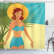1950s Style Bikini Sunshine Shower Curtain Home Decor