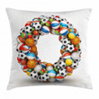 Colorful Athletic O Art Pattern Printed Cushion Cover