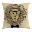 Dandy Cool Lion Character Pattern Printed Cushion Cover