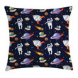 Galaxy Asteroid Ufo Astronaut Printed Cushion Cover