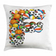 Sports Balls Composition Letter F Pattern Cushion Cover