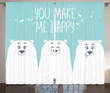 Words Cartoon Bears You Make Me Happy Pattern Window Curtain Home Decor