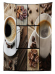 Coffee Mugs Wood Table Pattern Printed Tablecloth Home Decor