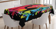Futuristic Rainbow Splashing On Black Printed Tablecloth Home Decor