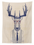 Humanized Manly Deer Art Pattern Printed Tablecloth Home Decor
