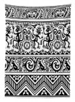 Cave Drawings Black And White Pattern Printed Tablecloth Home Decor