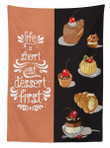 Art Doodle Of Tasty Desserts Printed Tablecloth Home Decor