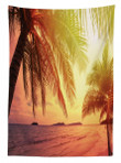 Sunset At Beach In Warm Tones Printed Tablecloth Home Decor