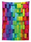 Rainbow Color Square Pattern Printed Tablecloth Home Decor