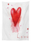 Watercolor Effect Heart In White Printed Tablecloth Home Decor
