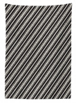 Diagonal Zip Motif And Lines Pattern Printed Tablecloth Home Decor