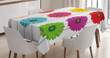 Vivid Petals On Stripe Printed Tablecloth Home Decor