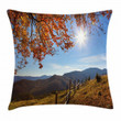 Fallen Leaves And Hills Printed Cushion Cover