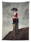 Santa On Chimney In Rain Printed Tablecloth Home Decor