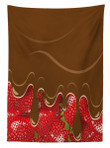 Strawberries Chocolate Brown Art Printed Tablecloth Home Decor