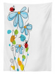 Cartoon Ladybugs Flowers Pattern Printed Tablecloth Home Decor