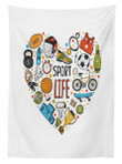Heart With Sport Printed Tablecloth Home Decor