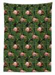 Exotic Bird And Monstera Printed Tablecloth Home Decor