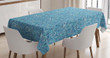 Blue Tones Oriental Floral Printed Tablecloth Home Decor