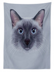 Siamese Cat Portrait Pattern Printed Tablecloth Home Decor