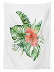Exotic Flower Leafy Bouquet Printed Tablecloth Home Decor