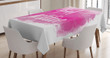 Calligraphy On Pink Watercolor Printed Tablecloth Home Decor