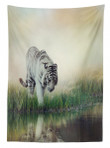 Albino Tiger Near A River Printed Tablecloth Home Decor