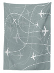 Airplane Traces Scheme Sign Printed Tablecloth Home Decor