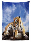 Tiger On Wood Wildlife Printed Tablecloth Home Decor