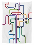 Abstract Colorful Subway Design Printed Tablecloth Home Decor