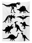 Black Wild Skeleton Dinosaur Design Printed Tablecloth Home Decor