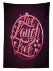 Vibrant Circle Live Laugh Love Design Printed Tablecloth Home Decor