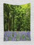 Bluebell Flowers Forest Design Printed Wall Tapestry Home Decor