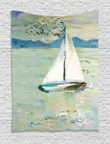 Monet Sailing Boat Design Printed Wall Tapestry Home Decor