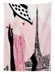 Woman Eiffel Tower Design Printed Tablecloth Home Decor