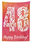 Retro Swirl Numbers Birthday Design Printed Tablecloth Home Decor