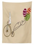 Bunny On Bike Egg Balloons Design Printed Tablecloth Home Decor