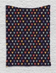 Sketchy Doodle Hearts On Black Colorful Pattern Printed Wall Tapestry