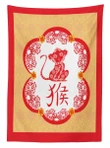 Folk Art Monkey And Symbols Design Printed Tablecloth Home Decor