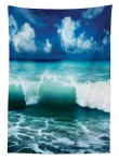 Caribbean Seascape Waves Design Printed Tablecloth Home Decor