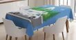 Retro Trailer On Road Forest Design Printed Tablecloth Home Decor