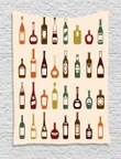 Alcoholic Strong Drinks Different Bottles Pattern Printed Wall Tapestry